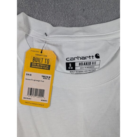 Carhartt Womens Tank Top Size Small White Relaxed Fit Lightweight Work Rugged - Picture 2 of 7